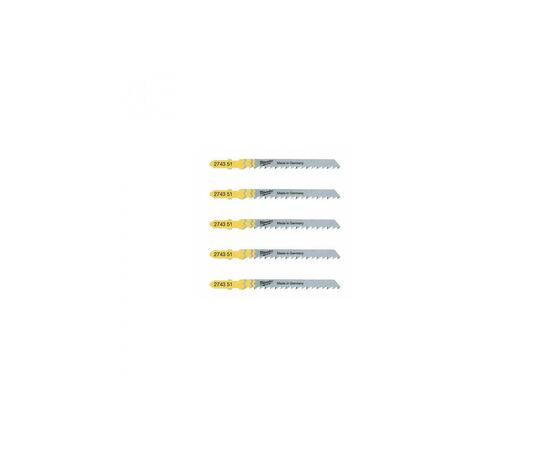 Полотно Milwaukee для лобзика T101D, 75мм/шаг зуба 4мм, 5шт, древесина, чистый рез (4932274351), изображение 2 Полотно Milwaukee для лобзика T101D, 75мм/шаг зуба 4мм, 5шт, древесина, чистый рез (4932274351), изображение 2