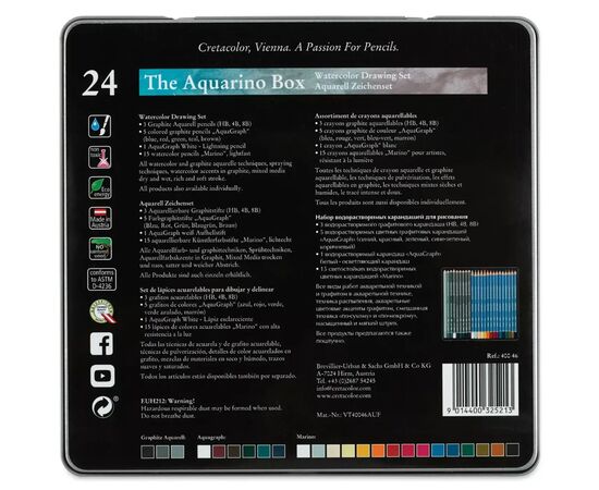 Карандаши цветные Cretacolor THE AQUARINO BOX водорозчинних 24 кольорів (9014400325213), изображение 4 Карандаши цветные Cretacolor THE AQUARINO BOX водорозчинних 24 кольорів (9014400325213), изображение 4