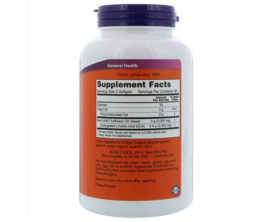 Жирные кислоты Now Foods Конъюгированная Линолевая Кислота (CLA) 800 мг, 90 желатин (NF1727), изображение 2 Жирные кислоты Now Foods Конъюгированная Линолевая Кислота (CLA) 800 мг, 90 желатин (NF1727), изображение 2