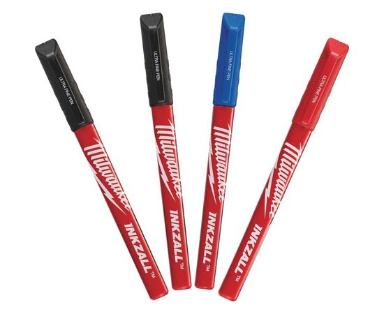 Набір маркерів Milwaukee Fine Tip INKZALL синій, червоний, чорний, чорний, 4шт (48223165), зображення 2 Набір маркерів Milwaukee Fine Tip INKZALL синій, червоний, чорний, чорний, 4шт (48223165), зображення 2