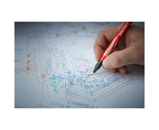 Набір маркерів Milwaukee Fine Tip INKZALL синій, червоний, чорний, чорний, 4шт (48223165), зображення 4 Набір маркерів Milwaukee Fine Tip INKZALL синій, червоний, чорний, чорний, 4шт (48223165), зображення 4