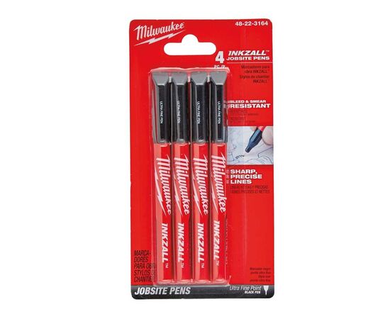 Набор маркеров Milwaukee Fine Tip INKZALL черный, 4шт (48223164), изображение 3 Набор маркеров Milwaukee Fine Tip INKZALL черный, 4шт (48223164), изображение 3