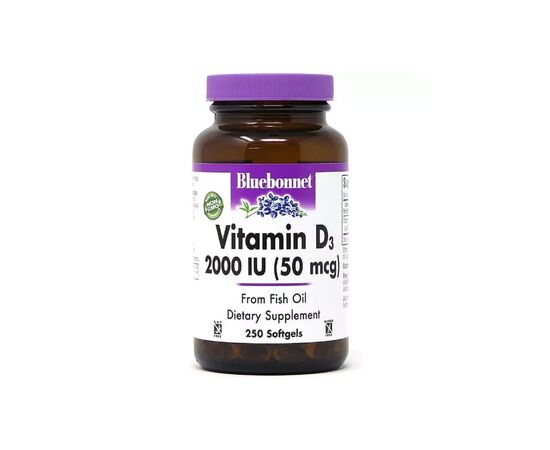 Витамин Bluebonnet Nutrition Витамин D3 2000IU, 250 желатиновых капсул (BLB0319)