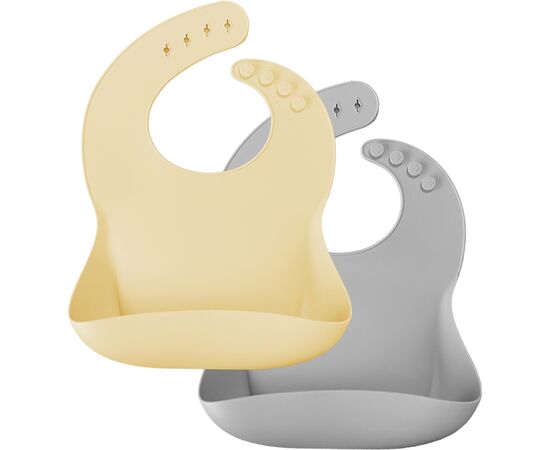 Слинявчик MinikOiOi Basics-Bib 2 шт (Mellow Yellow/Powder Grey) (101020065)