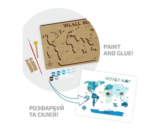 Набор для творчества Rosa Talent World Map 3D, МДФ, 30,5 х 37,5 см (4823098540014), изображение 3 Набор для творчества Rosa Talent World Map 3D, МДФ, 30,5 х 37,5 см (4823098540014), изображение 3