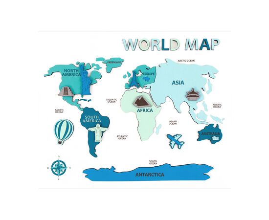 Набір для творчості Rosa Talent World Map 3D, МДФ, 30,5 х 37,5 см (4823098540014)