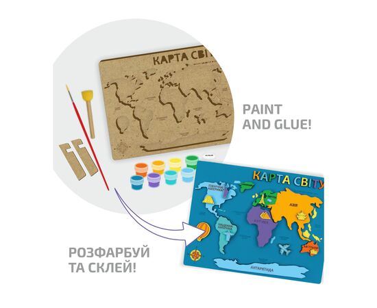Набор для творчества Rosa Talent Карта мира 3D, МДФ, 24,5 х 18,5 см (4823098540021), изображение 3 Набор для творчества Rosa Talent Карта мира 3D, МДФ, 24,5 х 18,5 см (4823098540021), изображение 3