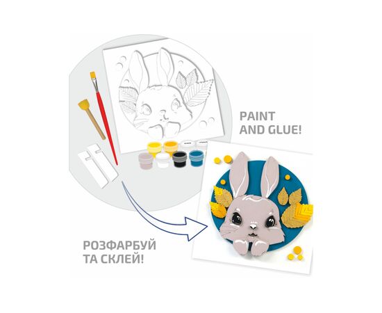 Набор для творчества Rosa Talent Картина 3D Зайчик ДВП грунтованный 18х18 см (4823098535706), изображение 3