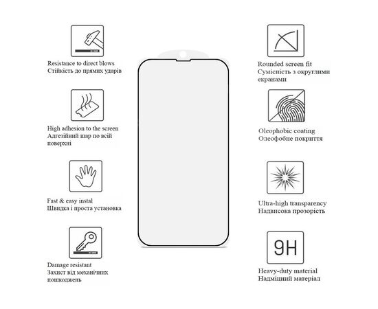 Скло захисне Drobak Matte Glass A+ Apple iPhone 15 Plus (Black) (292952), зображення 2 Скло захисне Drobak Matte Glass A+ Apple iPhone 15 Plus (Black) (292952), зображення 2