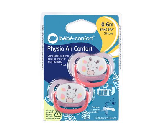 Пустышка Bebe Confort Physio Air, 2 шт, 0/6 мес (розовая с желтым) (3104201910), изображение 3 Пустышка Bebe Confort Physio Air, 2 шт, 0/6 мес (розовая с желтым) (3104201910), изображение 3