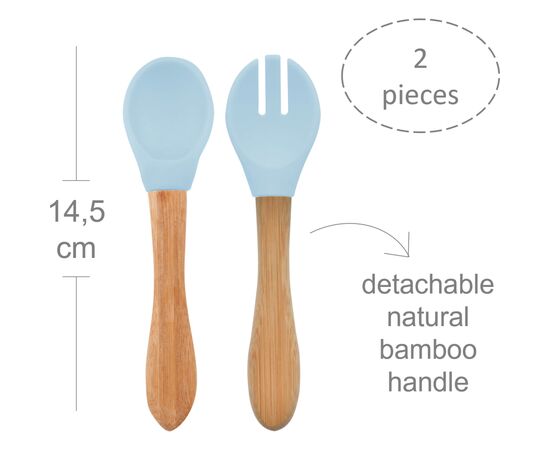 Набір дитячого посуду MinikOiOi Dig In ложка та виделка силіконові Mineral Blue (101060056), зображення 7