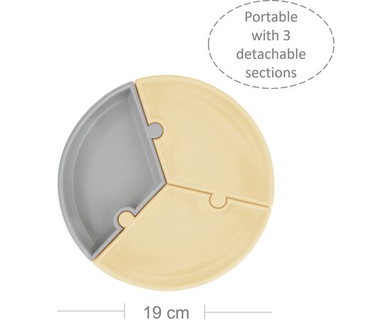 Тарілка дитяча MinikOiOi Puzzle секційна Mellow Yellow / Powder Grey (101050053), зображення 2 Тарілка дитяча MinikOiOi Puzzle секційна Mellow Yellow / Powder Grey (101050053), зображення 2