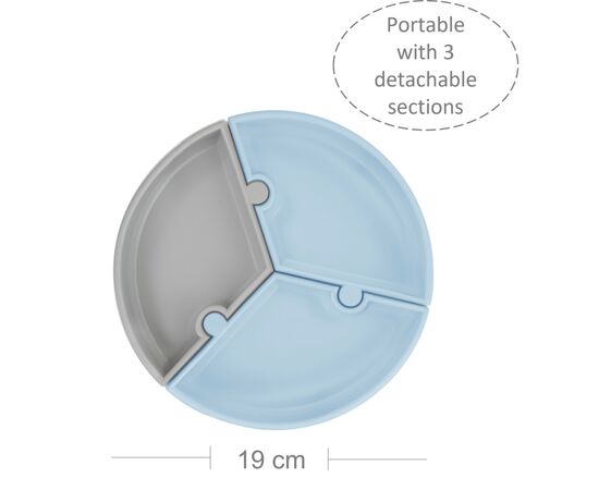 Тарелка детская MinikOiOi Puzzle секционная Mineral Blue / Powder Grey (101050059), изображение 2 Тарелка детская MinikOiOi Puzzle секционная Mineral Blue / Powder Grey (101050059), изображение 2