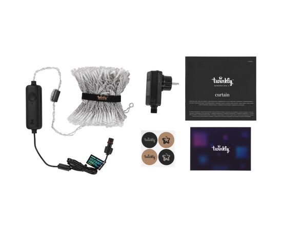 Гирлянда Twinkly Smart LED Curtain RGBW 400, Gen II, IP44, 1.45 х 2.1м, прозрачный (TWW400SPP-TEU), изображение 2 Гирлянда Twinkly Smart LED Curtain RGBW 400, Gen II, IP44, 1.45 х 2.1м, прозрачный (TWW400SPP-TEU), изображение 2