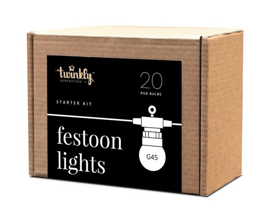 Гірлянда Twinkly Smart LED Twinkly Festoon RGB 20, G45, Gen II, IP44, 10м, чорний (TWF020STP-BEU)
