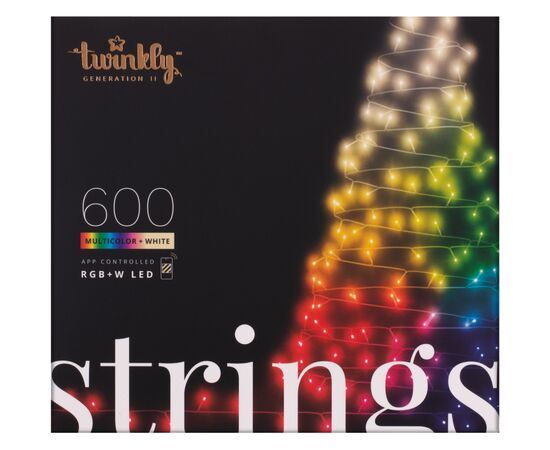 Гірлянда Twinkly Smart LED Strings RGBW 600, Gen II, IP44, довжина 48м, чорний (TWS600SPP-BEU)