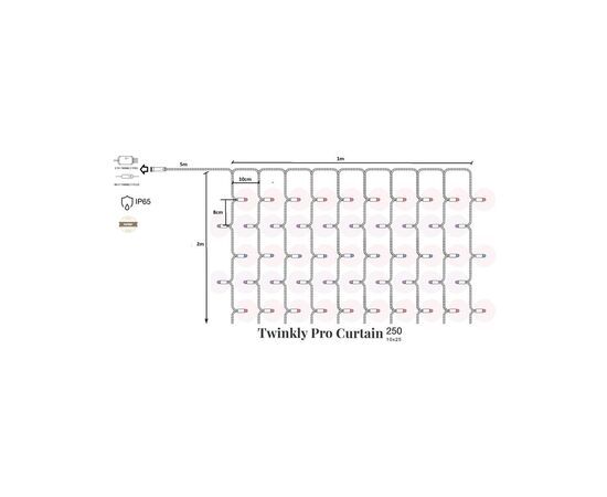 Гирлянда Twinkly PRO Smart LED Curtain RGBW 250 (10 по 25), IP65, AWG22 PVC Rubber зеленый (TW-PLC-CU-CA-10X25SPP-GR), изображение 3 Гирлянда Twinkly PRO Smart LED Curtain RGBW 250 (10 по 25), IP65, AWG22 PVC Rubber зеленый (TW-PLC-CU-CA-10X25SPP-GR), изображение 3