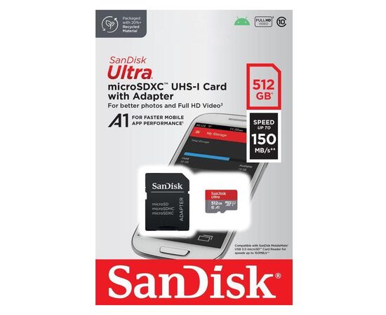 Карта памяти SanDisk 512GB microSDXC class 10 UHS-I Ultra (SDSQUAC-512G-GN6MA), изображение 3 Карта памяти SanDisk 512GB microSDXC class 10 UHS-I Ultra (SDSQUAC-512G-GN6MA), изображение 3