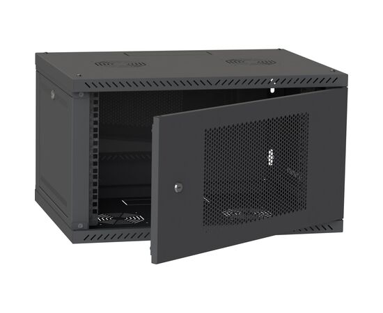 Шкаф настенный Ipcom 6U, 600*600, перфорированные дверца, RAL9005 (СН-6U-060х060-ДП-9005), изображение 2 Шкаф настенный Ipcom 6U, 600*600, перфорированные дверца, RAL9005 (СН-6U-060х060-ДП-9005), изображение 2