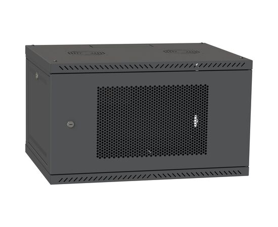 Шкаф настенный Ipcom 6U, 600*600, перфорированные дверца, RAL9005 (СН-6U-060х060-ДП-9005)