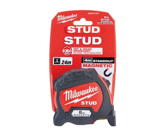 Рулетка Milwaukee магнітна STUD, 8м 33мм (4932471627), зображення 4