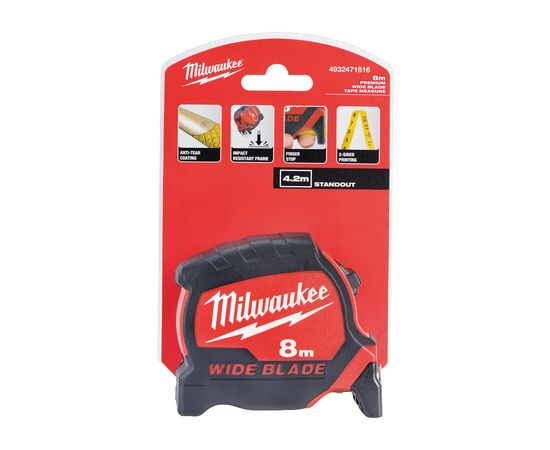 Рулетка Milwaukee WIDE BLADE, 8м 33мм (4932471816), зображення 4 Рулетка Milwaukee WIDE BLADE, 8м 33мм (4932471816), зображення 4