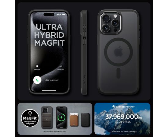 Чехол для мобильного телефона Spigen Apple iPhone 15 Pro Max Ultra Hybrid MagFit Frost Black (ACS06581), изображение 10 Чехол для мобильного телефона Spigen Apple iPhone 15 Pro Max Ultra Hybrid MagFit Frost Black (ACS06581), изображение 10