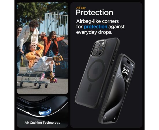 Чехол для мобильного телефона Spigen Apple iPhone 15 Pro Max Ultra Hybrid MagFit Frost Black (ACS06581), изображение 7 Чехол для мобильного телефона Spigen Apple iPhone 15 Pro Max Ultra Hybrid MagFit Frost Black (ACS06581), изображение 7