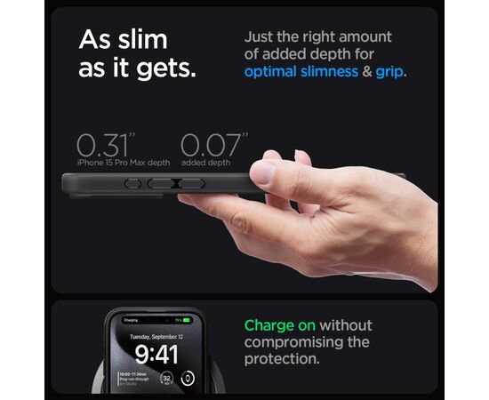 Чехол для мобильного телефона Spigen Apple iPhone 15 Pro Max Ultra Hybrid MagFit Frost Black (ACS06581), изображение 9 Чехол для мобильного телефона Spigen Apple iPhone 15 Pro Max Ultra Hybrid MagFit Frost Black (ACS06581), изображение 9