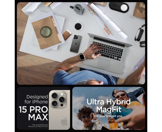 Чехол для мобильного телефона Spigen Apple iPhone 15 Pro Max Ultra Hybrid MagFit Graphite (ACS06577), изображение 5 Чехол для мобильного телефона Spigen Apple iPhone 15 Pro Max Ultra Hybrid MagFit Graphite (ACS06577), изображение 5