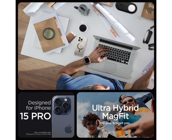 Чехол для мобильного телефона Spigen Apple iPhone 15 Pro Ultra Hybrid MagFit Gold (ACS06718), изображение 3