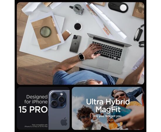 Чехол для мобильного телефона Spigen Apple iPhone 15 Pro Ultra Hybrid MagFit Graphite (ACS06716), изображение 4