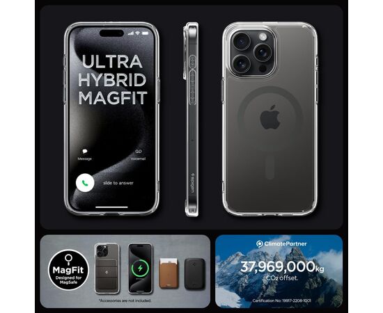 Чехол для мобильного телефона Spigen Apple iPhone 15 Pro Ultra Hybrid MagFit Graphite (ACS06716), изображение 9