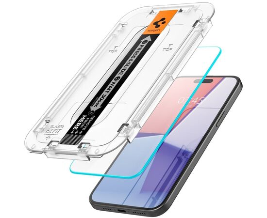 Стекло защитное Spigen Apple iPhone 15 EZ FIT tR(2 Pack) (AGL06903), изображение 3 Стекло защитное Spigen Apple iPhone 15 EZ FIT tR(2 Pack) (AGL06903), изображение 3