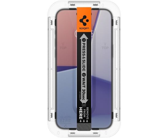 Стекло защитное Spigen Apple iPhone 15 EZ FIT tR(2 Pack) (AGL06903), изображение 5 Стекло защитное Spigen Apple iPhone 15 EZ FIT tR(2 Pack) (AGL06903), изображение 5