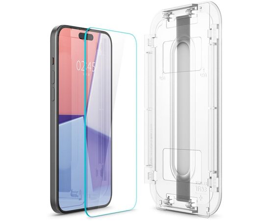 Стекло защитное Spigen Apple iPhone 15 EZ FIT tR(2 Pack) (AGL06903), изображение 6 Стекло защитное Spigen Apple iPhone 15 EZ FIT tR(2 Pack) (AGL06903), изображение 6
