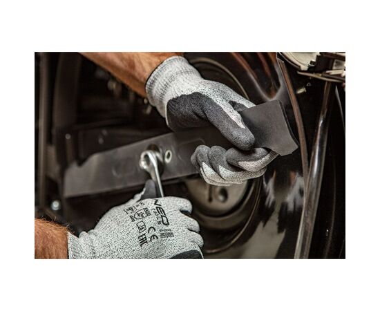 Защитные перчатки Neo Tools нитриловое покрытие, полиэфирный трикотаж, р.9, серый (97-610-9), изображение 2 Защитные перчатки Neo Tools нитриловое покрытие, полиэфирный трикотаж, р.9, серый (97-610-9), изображение 2