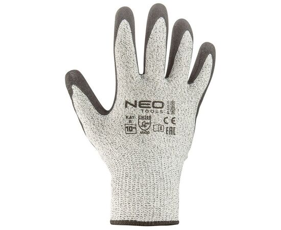 Защитные перчатки Neo Tools нитриловое покрытие, полиэфирный трикотаж, р.9, серый (97-610-9), изображение 3 Защитные перчатки Neo Tools нитриловое покрытие, полиэфирный трикотаж, р.9, серый (97-610-9), изображение 3