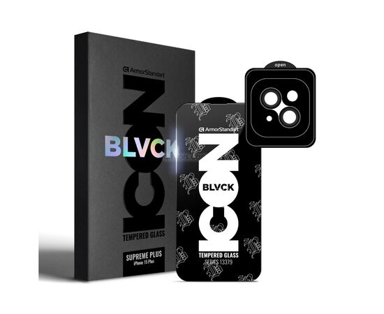 Стекло защитное Armorstandart Supreme Plus Black Icon Apple iPhone 15 Plus (ARM71138)