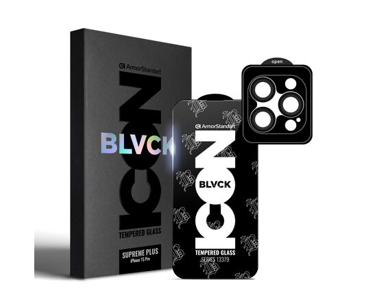 Стекло защитное Armorstandart Supreme Plus Black Icon Apple iPhone 15 Pro (ARM71139)