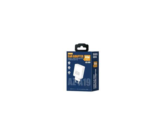 Зарядное устройство Proda AZEADA Seagulls AZ-19 GaN5 65W USB-A (QC4.0) USB-C (PD3.0) white (AZ-19-WH), изображение 5 Зарядное устройство Proda AZEADA Seagulls AZ-19 GaN5 65W USB-A (QC4.0) USB-C (PD3.0) white (AZ-19-WH), изображение 5