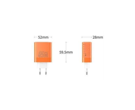 Зарядное устройство Proda AZEADA Seagulls AZ-19 GaN5 65W USB-A (QC4.0) USB-C (PD3.0) orange (AZ-19-OR), изображение 6 Зарядное устройство Proda AZEADA Seagulls AZ-19 GaN5 65W USB-A (QC4.0) USB-C (PD3.0) orange (AZ-19-OR), изображение 6