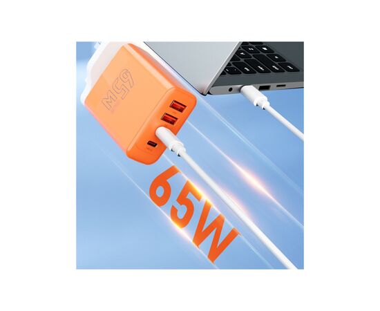 Зарядное устройство Proda AZEADA Seagulls AZ-19 GaN5 65W USB-A (QC4.0) USB-C (PD3.0) orange (AZ-19-OR), изображение 8 Зарядное устройство Proda AZEADA Seagulls AZ-19 GaN5 65W USB-A (QC4.0) USB-C (PD3.0) orange (AZ-19-OR), изображение 8