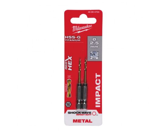 Сверло Milwaukee по металлу RedHEX HSS-G TiN, 2,5 мм (2шт) (48894704), изображение 3