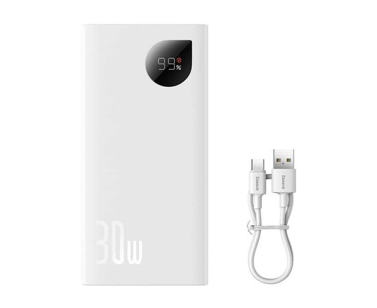 Батарея универсальная Baseus Adaman 2 20000mAh 30W, PD, QC, White (PPAD050002), изображение 6 Батарея универсальная Baseus Adaman 2 20000mAh 30W, PD, QC, White (PPAD050002), изображение 6