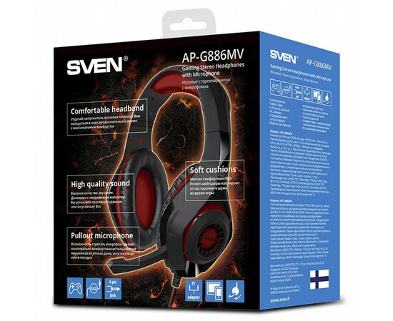 Наушники Sven AP-G886MV black-red (AP-G886MV), изображение 6 Наушники Sven AP-G886MV black-red (AP-G886MV), изображение 6