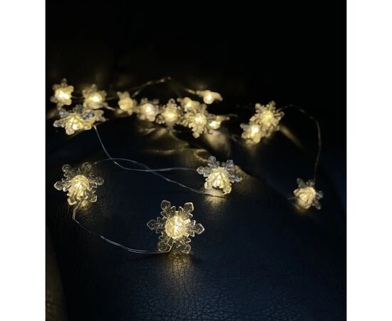 Гирлянда Chomik Снежинки струна 2,2м, 20 LED теплый белый, 2АА (5900779854208), изображение 4 Гирлянда Chomik Снежинки струна 2,2м, 20 LED теплый белый, 2АА (5900779854208), изображение 4