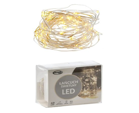Гірлянда Chomik Гірлянда-струна 6,2 м, 60 LED теплий білий, 3АА батар., ІР44 (5900779802650), зображення 4 Гірлянда Chomik Гірлянда-струна 6,2 м, 60 LED теплий білий, 3АА батар., ІР44 (5900779802650), зображення 4