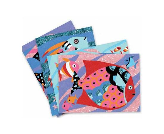 Набор для творчества Djeco Рисование песком и блестками Радужные рыбки (DJ08661), изображение 2 Набор для творчества Djeco Рисование песком и блестками Радужные рыбки (DJ08661), изображение 2