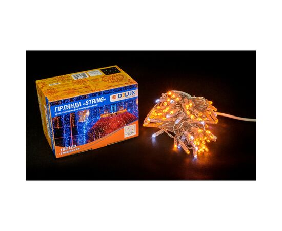 Гирлянда Delux String 100LED 10m (2*5m) 20 бел flash желт/прозр IP44 EN (90015188)